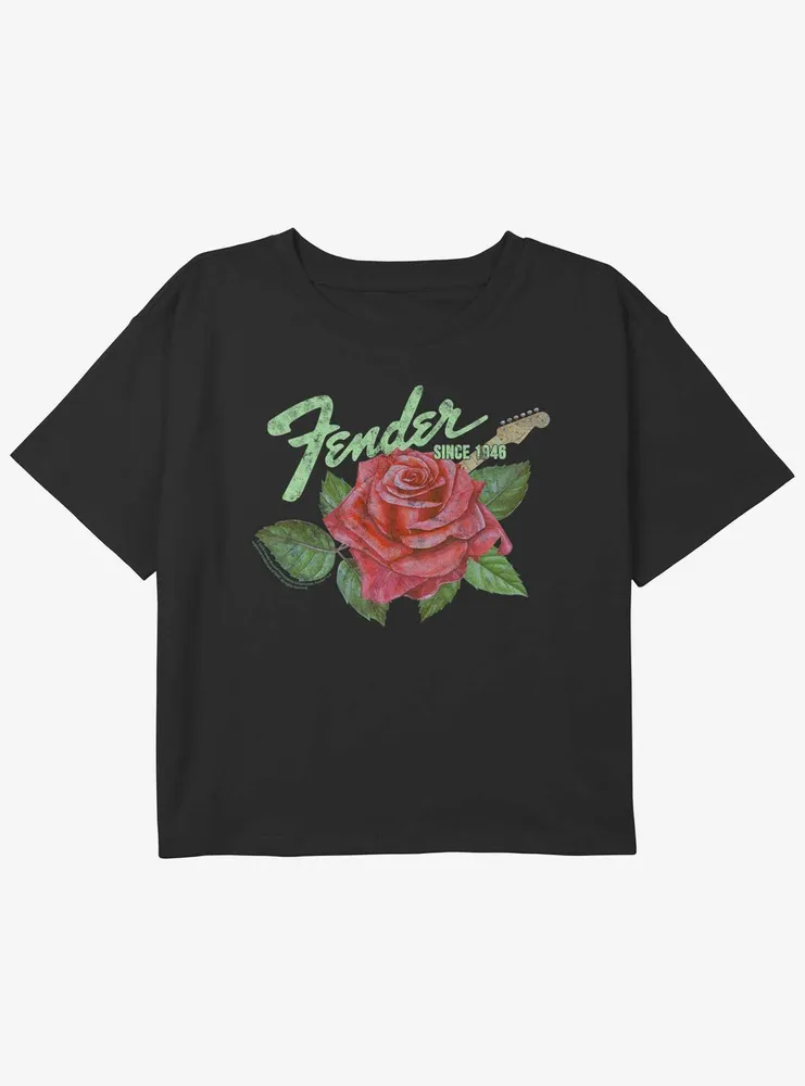 Fender Rose Logo Girls Youth Crop T-Shirt