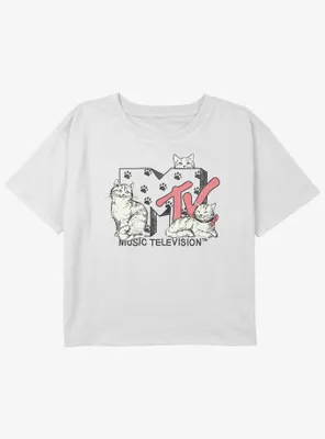 MTV Meowsic Television Girls Youth Crop T-Shirt