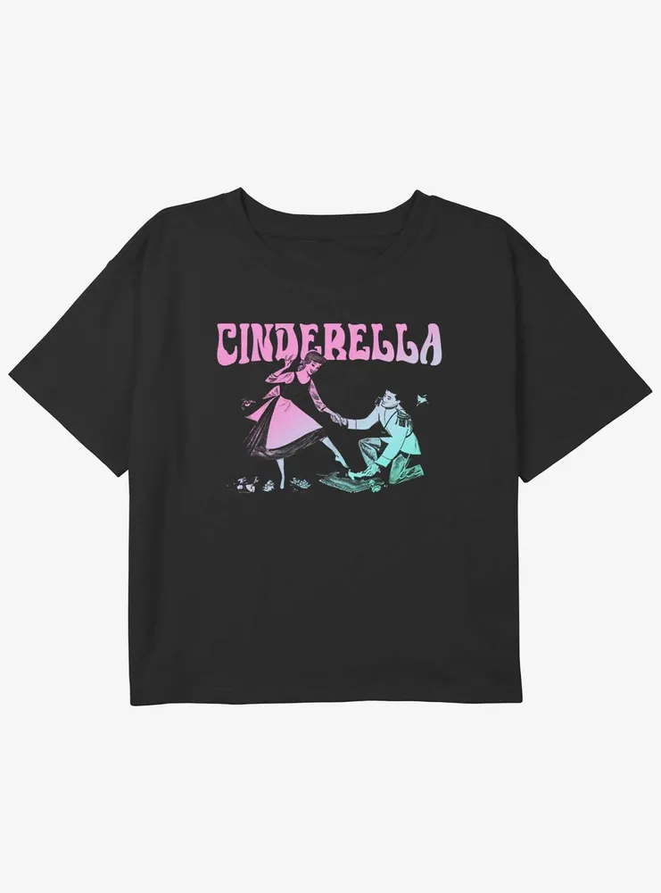 Disney Cinderella Neon Slipper Girls Youth Crop T-Shirt