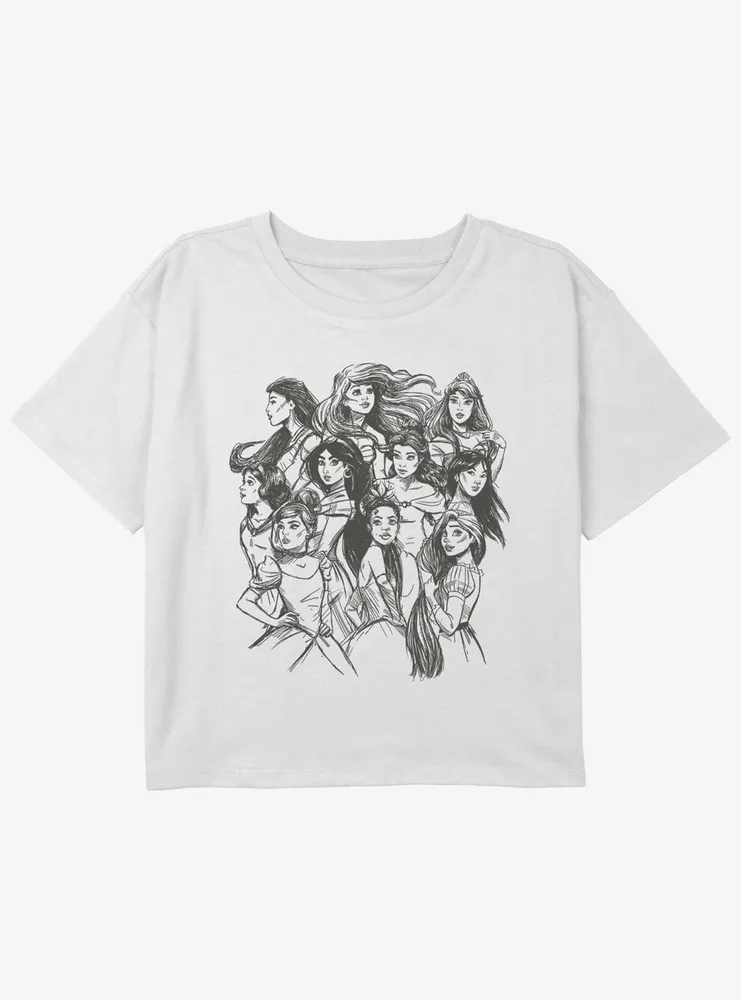 Disney Mulan Princesses Sketch Girls Youth Crop T-Shirt