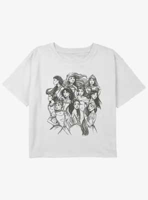 Disney Mulan Princesses Sketch Girls Youth Crop T-Shirt