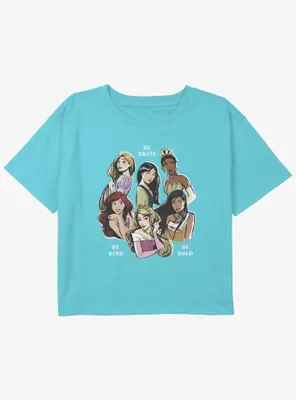 Disney Tangled Princesses Are Brave Kind Bold Girls Youth Crop T-Shirt
