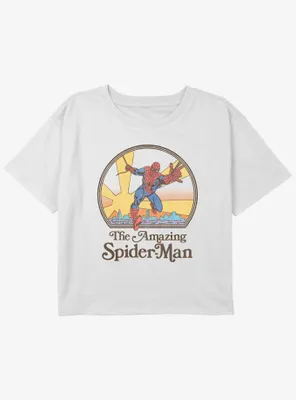 Marvel Spider-Man Sunset Stroll Girls Youth Crop T-Shirt