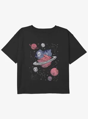 Disney Lilo & Stitch Saturn Snooze Girls Youth Crop T-Shirt