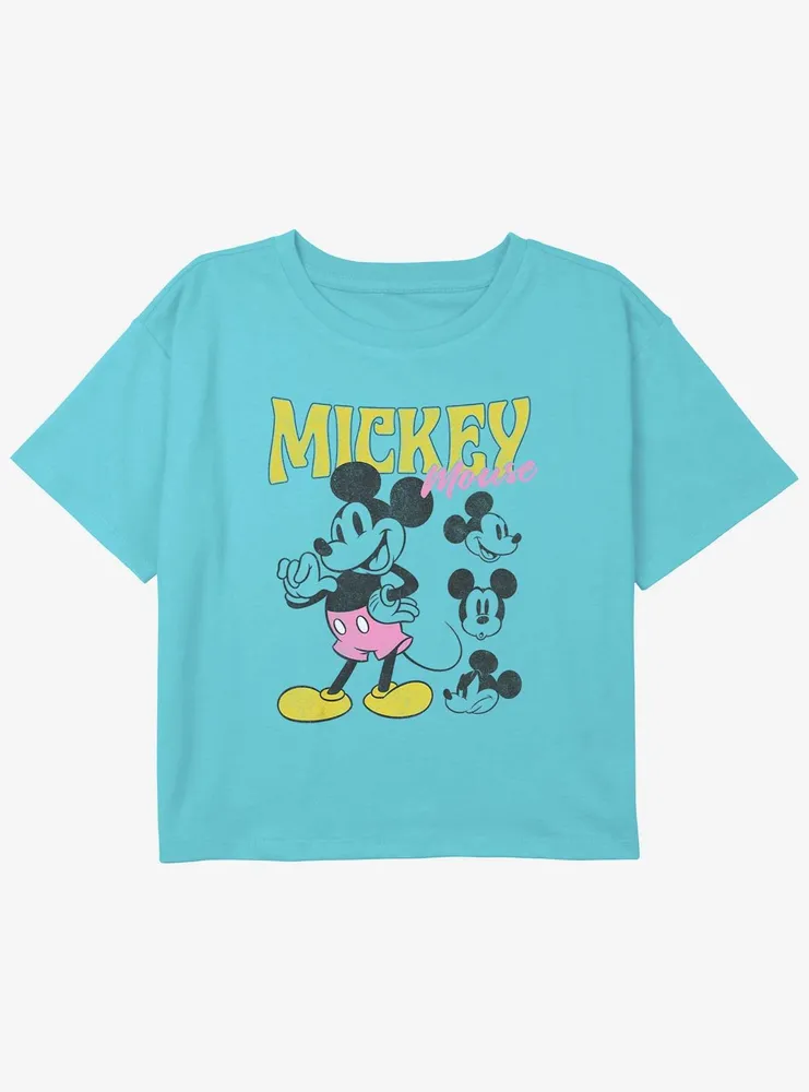 Disney Mickey Mouse Poses Girls Youth Crop T-Shirt