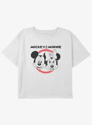 Disney Mickey Mouse & Minnie Girls Youth Crop T-Shirt