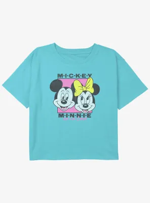 Disney Mickey Mouse And Minnie Girls Youth Crop T-Shirt