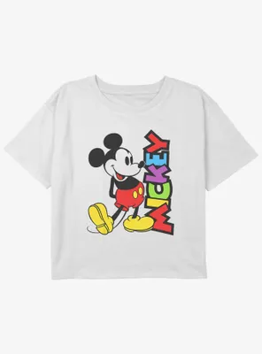 Disney Mickey Mouse Bright Girls Youth Crop T-Shirt