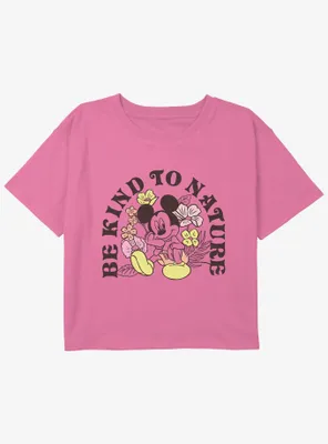 Disney Mickey Mouse Be Kind To Nature Girls Youth Crop T-Shirt