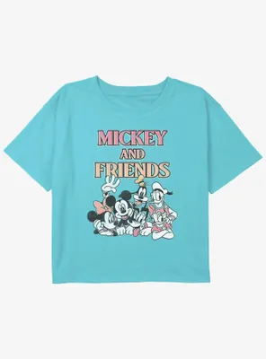 Disney Mickey Mouse Gradient Group Girls Youth Crop T-Shirt