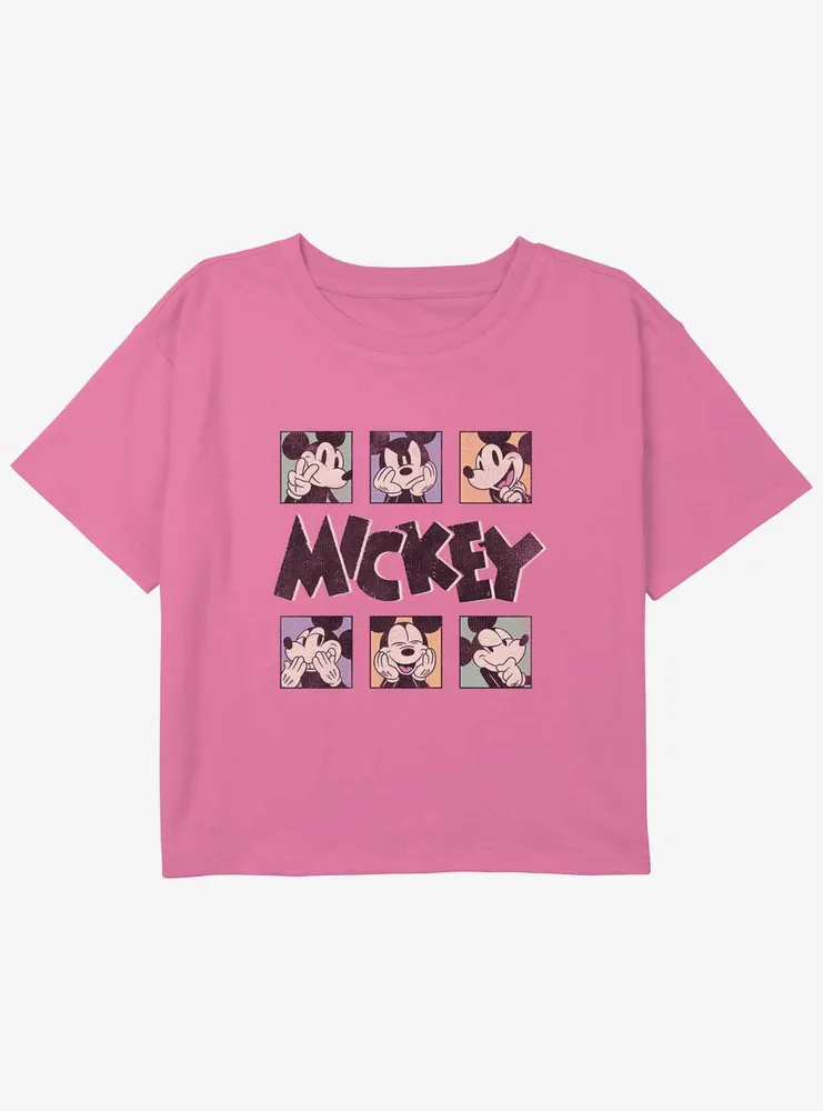 Disney Mickey Mouse Faces Girls Youth Crop T-Shirt