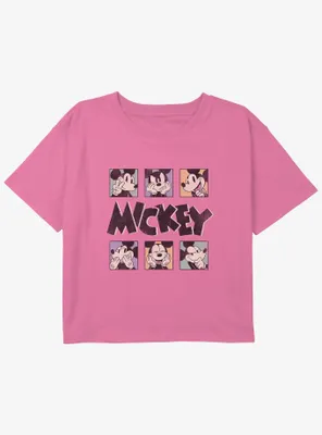 Disney Mickey Mouse Faces Girls Youth Crop T-Shirt