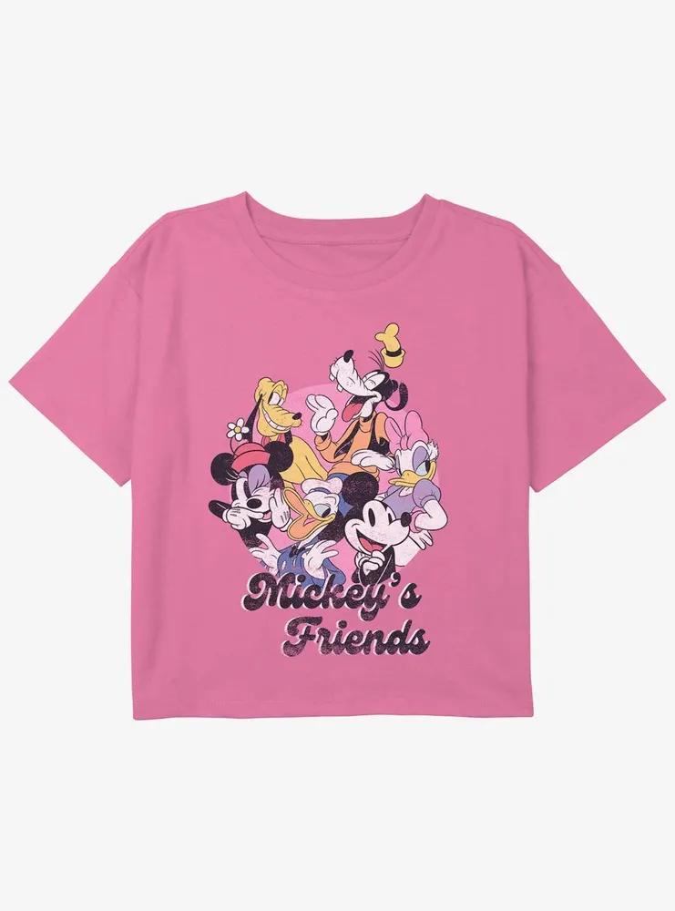 Disney Mickey Mouse Friends Group Girls Youth Crop T-Shirt