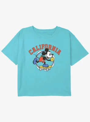 Disney Mickey Mouse Skate California Girls Youth Crop T-Shirt