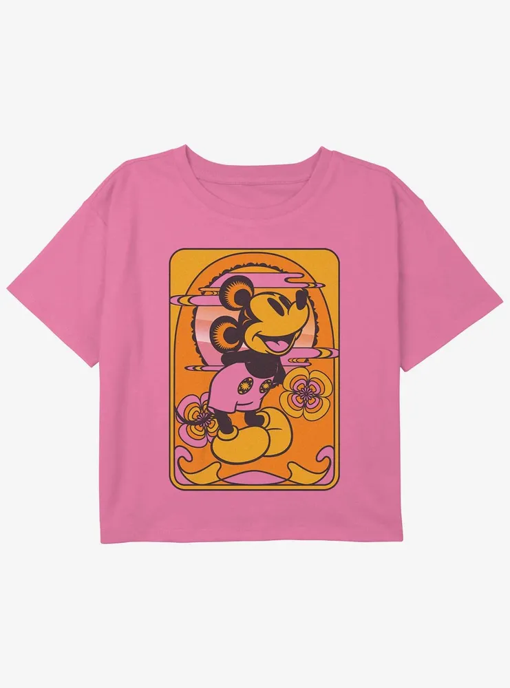 Disney Mickey Mouse Card Girls Youth Crop T-Shirt