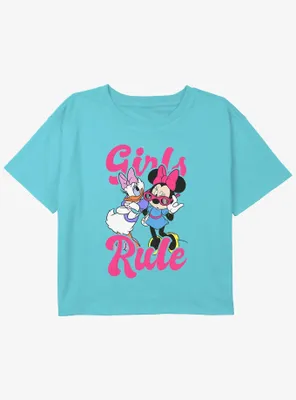 Disney Mickey Mouse Daisy And Minnie Girls Rule Youth Crop T-Shirt