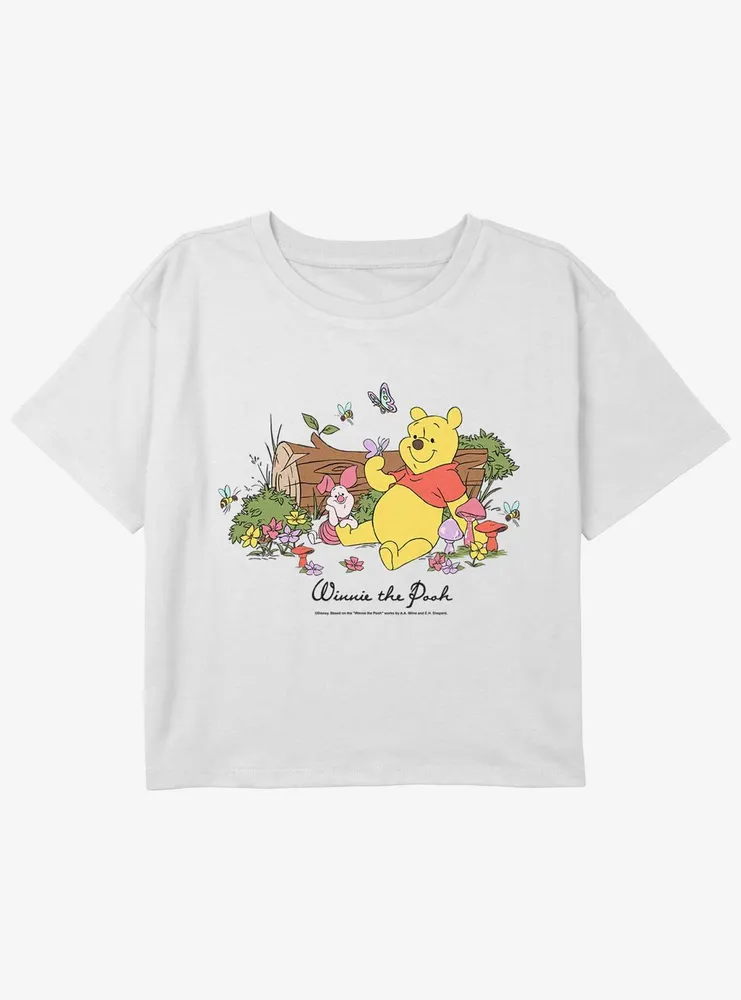 Disney Winnie The Pooh and Piglet Girls Youth Crop T-Shirt