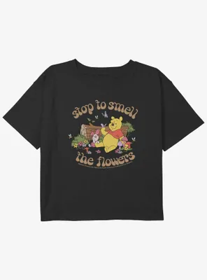 Disney Winnie The Pooh Smell Flowers Girls Youth Crop T-Shirt