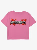 Minecraft Logo Hearts Girls Youth Crop T-Shirt
