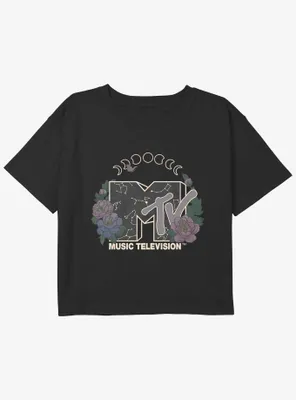 MTV Celestial Floral Girls Youth Crop T-Shirt