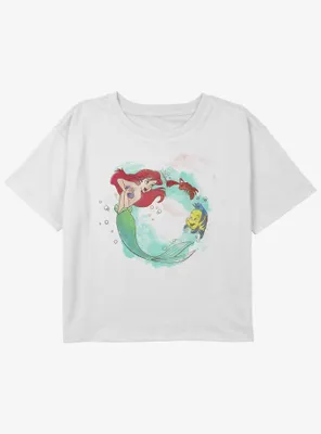 Disney The Little Mermaid Ariel Sebastian and Flounder Girls Youth Crop T-Shirt