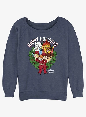 The Year Without a Santa Claus Happy Holidays Wreath Girls Slouchy Sweatshirt