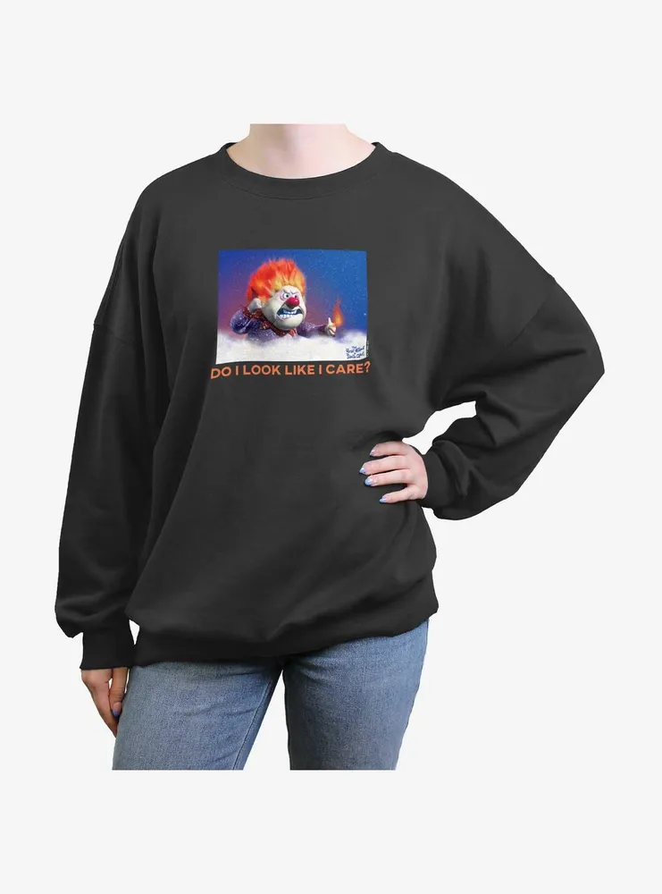 The Year Without a Santa Claus Heat Miser Do I Look Like Care Meme Womens Oversized Sweatshirt