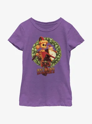 Disney Nightmare Before Christmas Peace On Earth Wreath Youth Girls T-Shirt