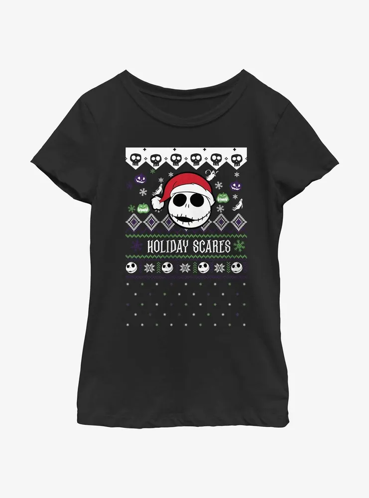 Disney Nightmare Before Christmas Ugly Holiday Jack Snowfall Youth Girls T-Shirt