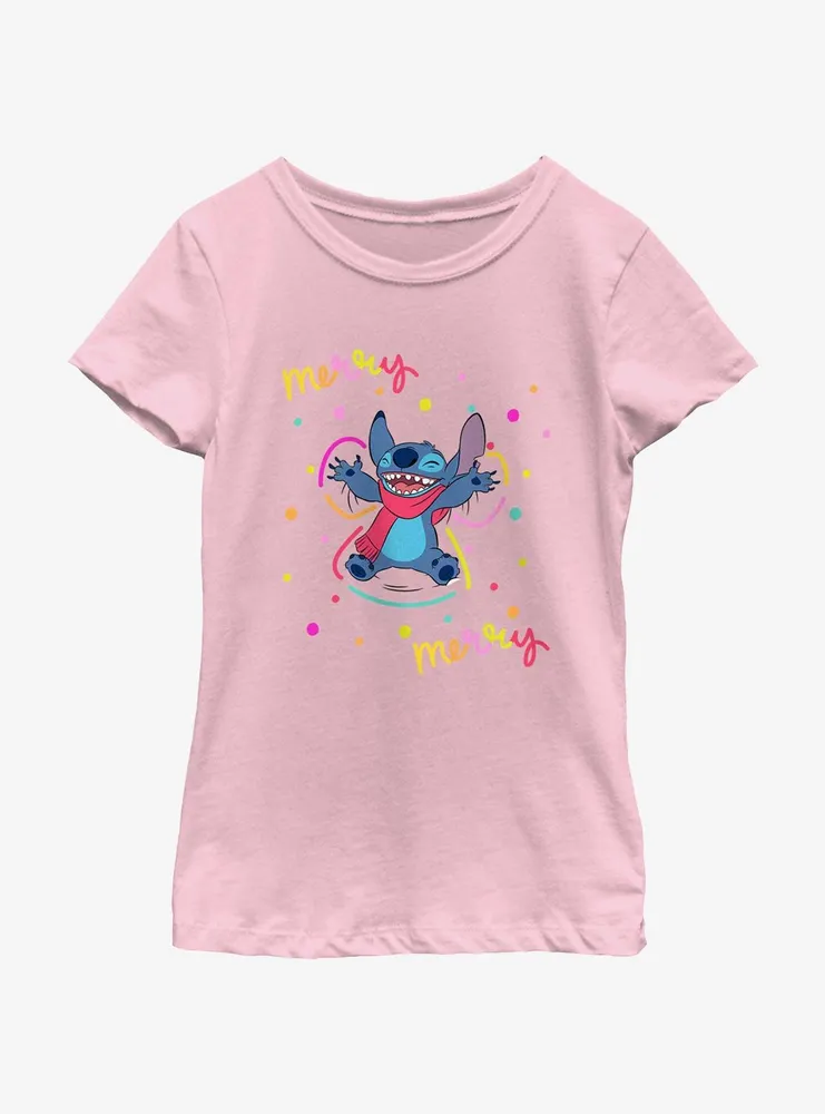 Disney Lilo & Stitch Merry Snow Angel Youth Girls T-Shirt