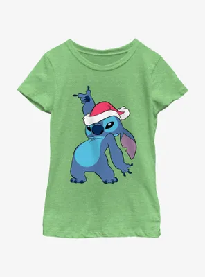 Disney Lilo & Stitch Santa Hat Youth Girls T-Shirt