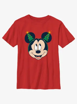 Disney Mickey Mouse Christmas Tree Ears Youth T-Shirt