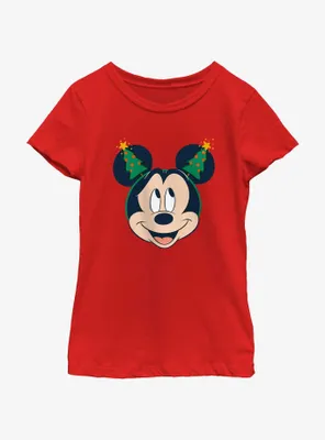 Disney Mickey Mouse Christmas Tree Ears Youth Girls T-Shirt