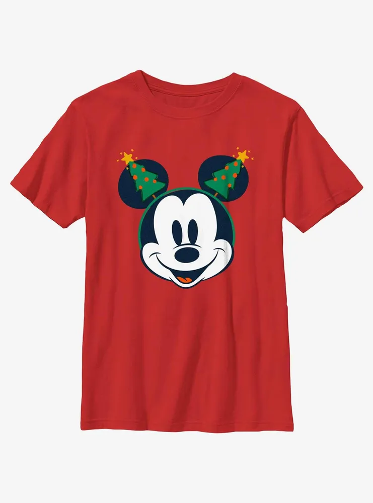 Disney Mickey Mouse Classic Christmas Tree Ears Youth T-Shirt