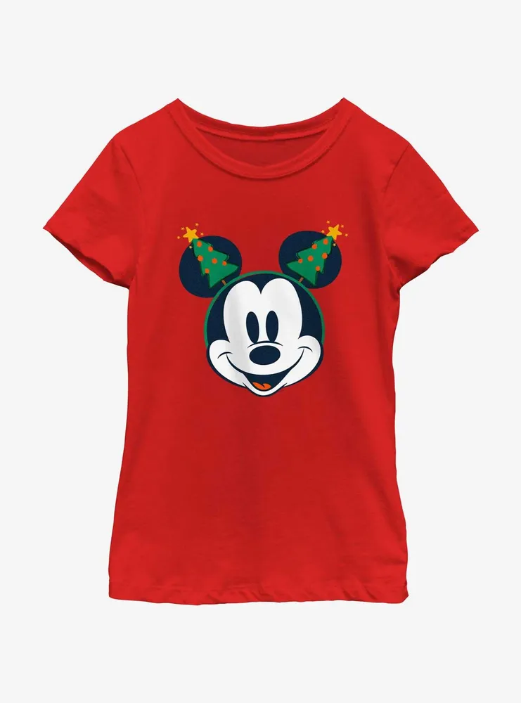 Disney Mickey Mouse Classic Christmas Tree Ears Youth Girls T-Shirt
