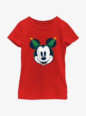 Disney Mickey Mouse Classic Christmas Tree Ears Youth Girls T-Shirt