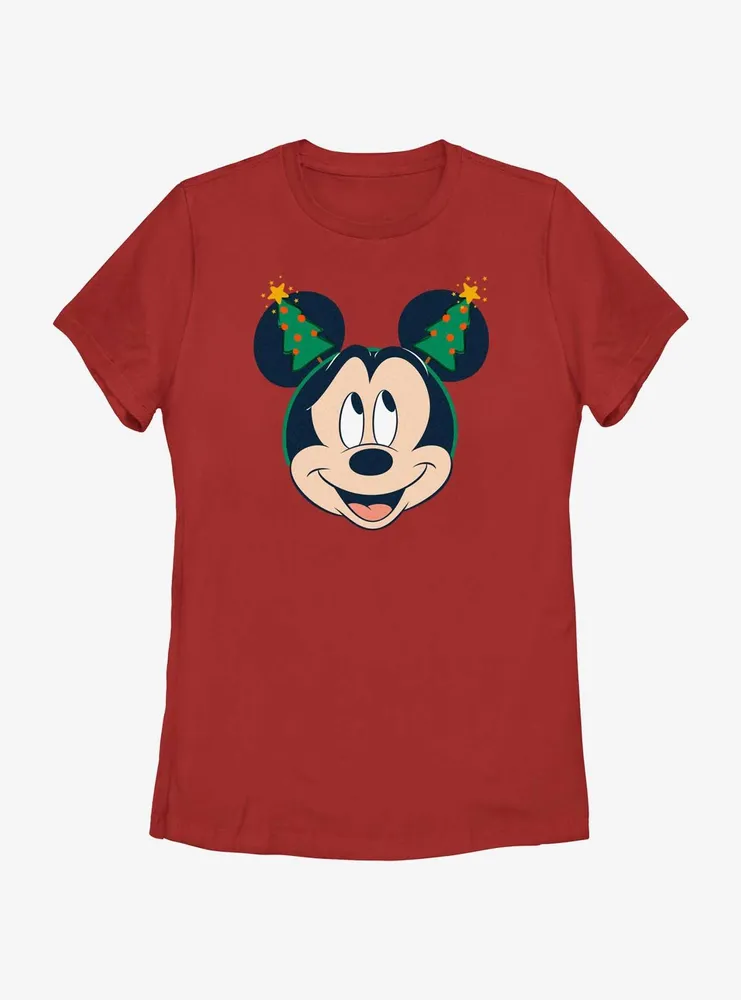 Disney Mickey Mouse Christmas Tree Ears Womens T-Shirt