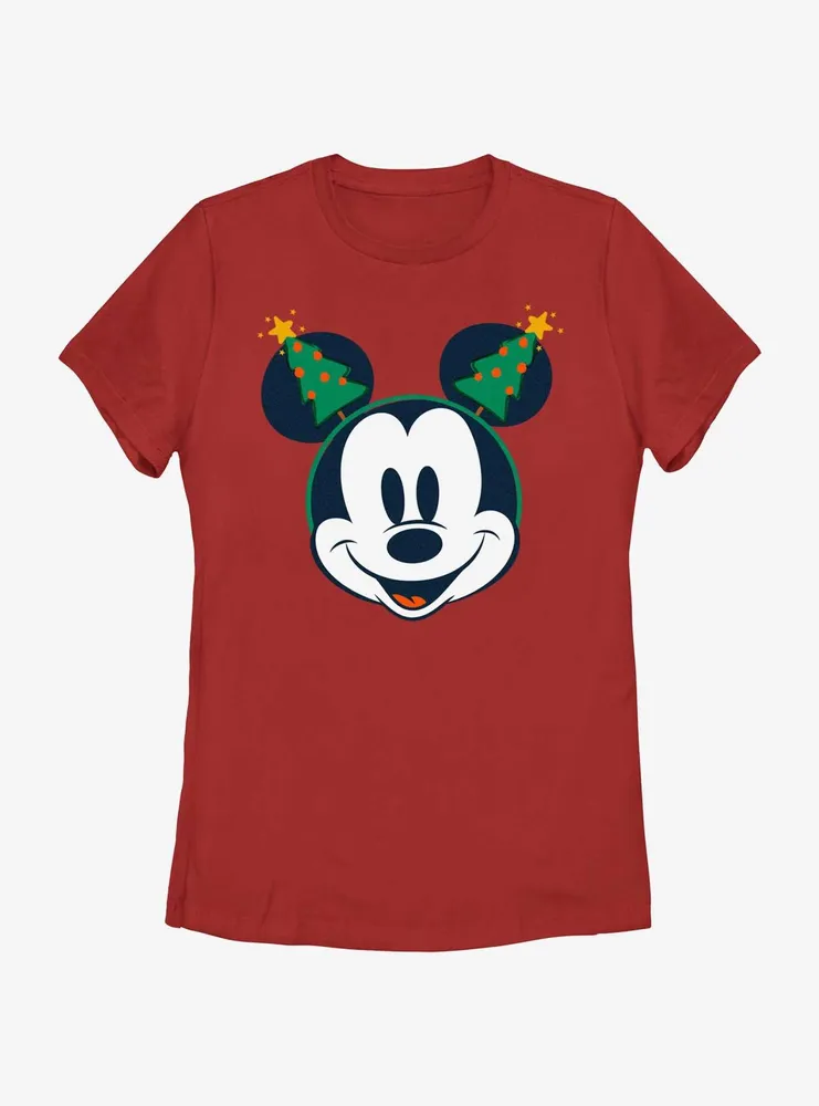 Disney Mickey Mouse Classic Christmas Tree Ears Womens T-Shirt
