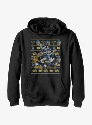 Disney Mickey Mouse Hanukkah Ugly Sweater Youth Hoodie