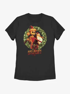 Disney Nightmare Before Christmas Peace On Earth Wreath Womens T-Shirt