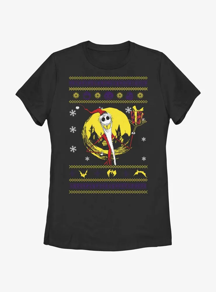 Disney Nightmare Before Christmas Jack Ugly Holidays Style Womens T-Shirt