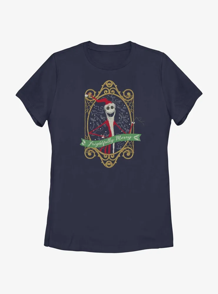 Disney Nightmare Before Christmas Frightfully Merry Womens T-Shirt