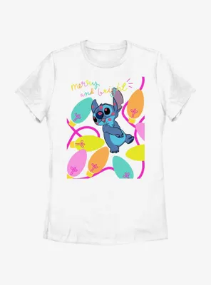 Disney Lilo & Stitch Merry And Bright Womens T-Shirt