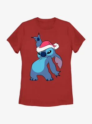 Disney Lilo & Stitch Santa Hat Womens T-Shirt