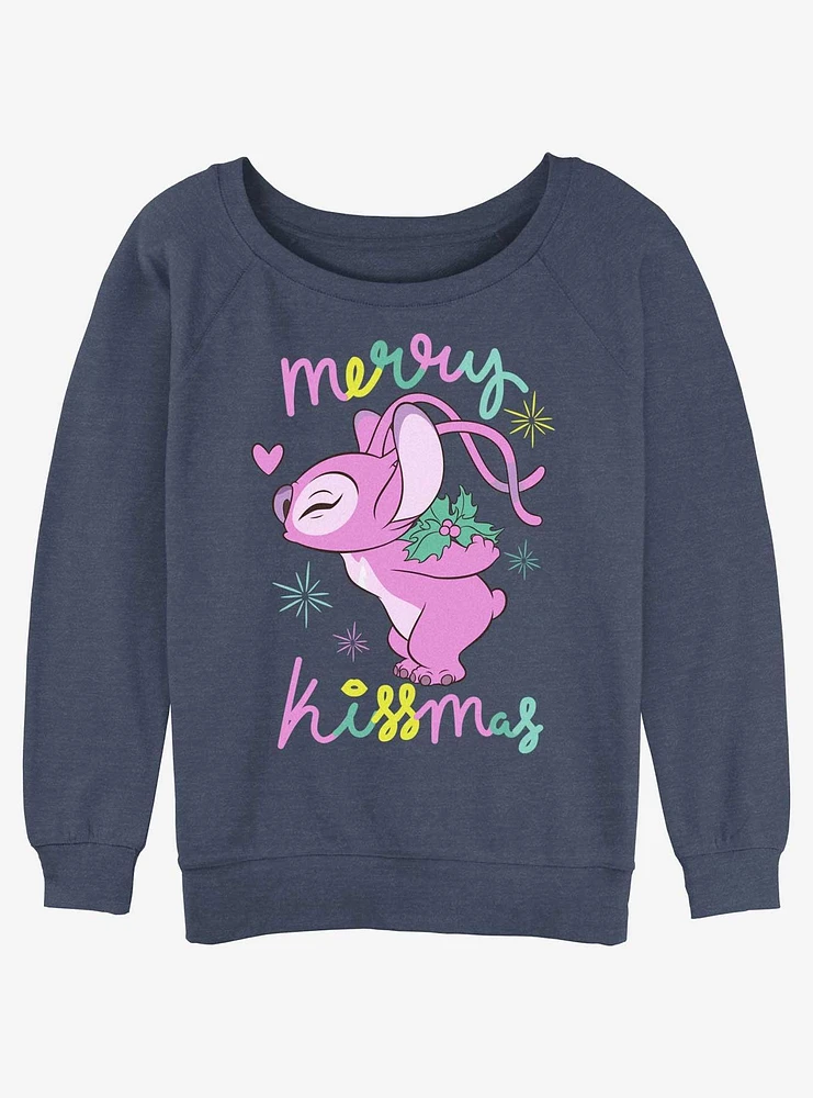 Disney Lilo & Stitch Kissmas Angel Womens Slouchy Sweatshirt