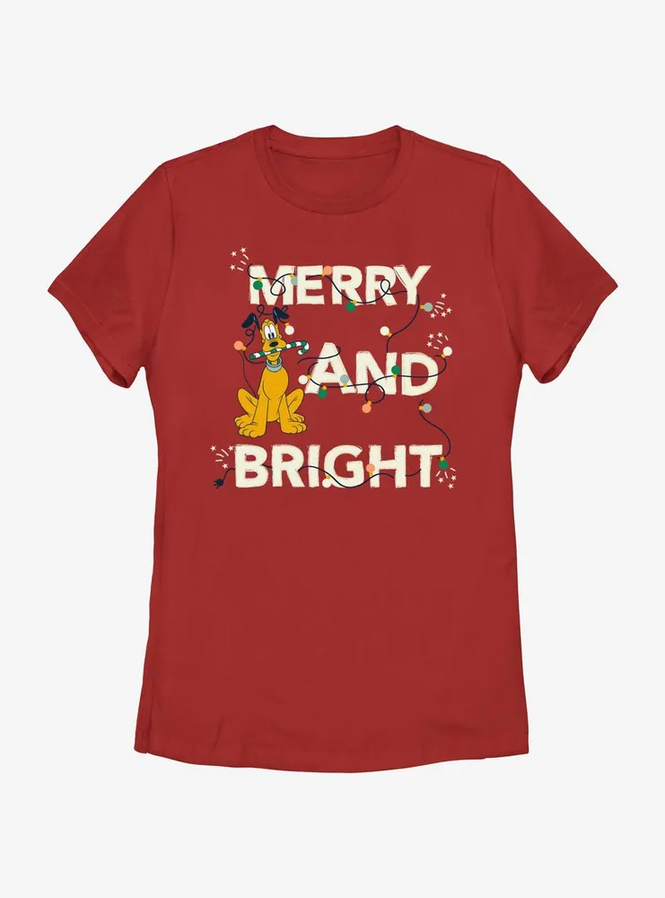 Disney Mickey Mouse Merry And Bright Womens T-Shirt