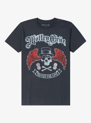 Motley Crue Too Fast For Love Winged Skull Boyfriend Fit Girls T-Shirt