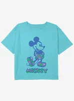 Disney Mickey Mouse Floral Pants Girls Youth Crop T-Shirt