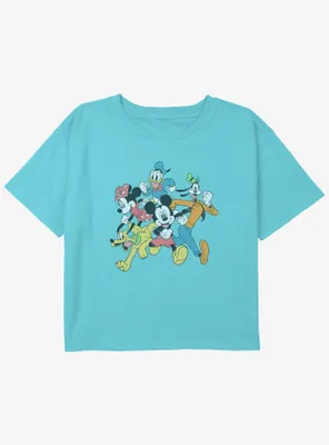 Disney Mickey Mouse Friends Run Girls Youth Crop T-Shirt