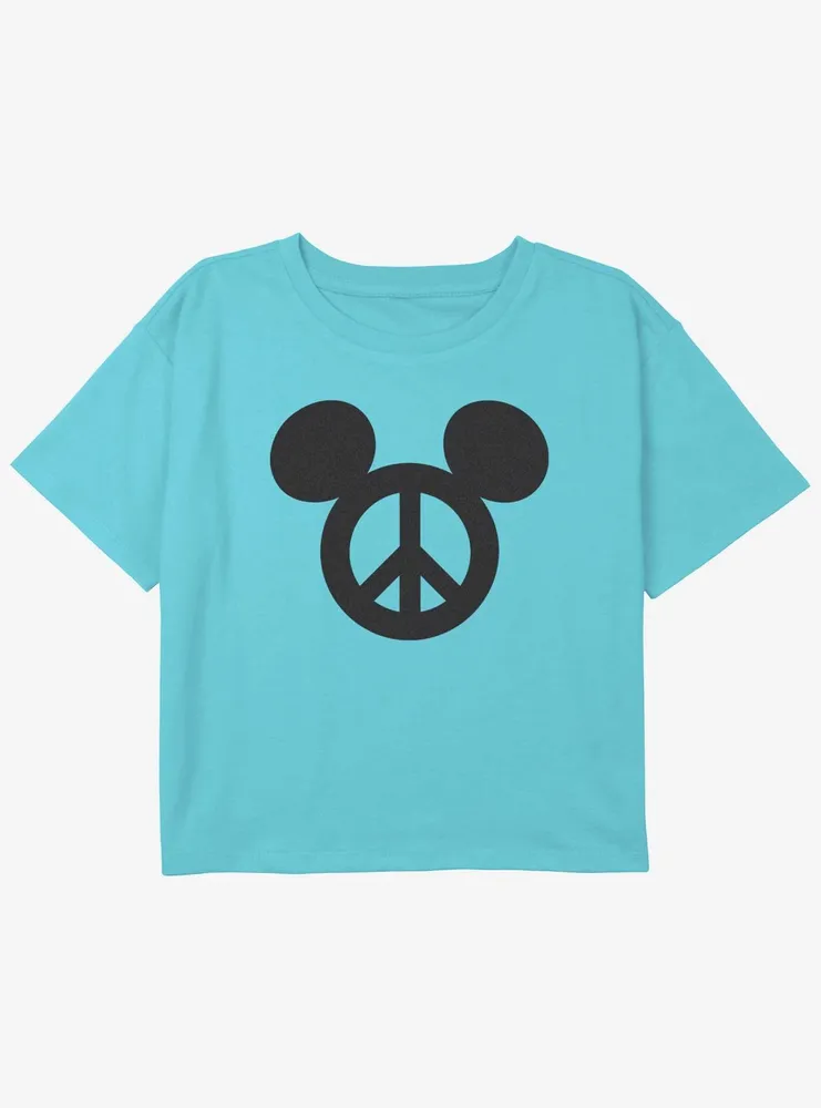 Disney Mickey Mouse Peace Girls Youth Crop T-Shirt